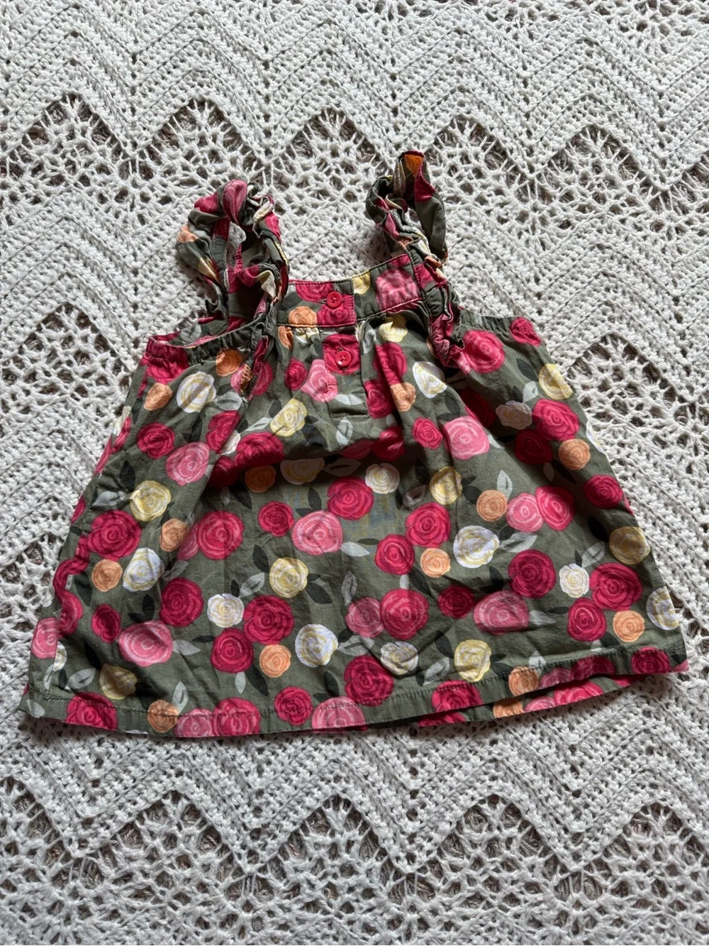 Vintage Gymboree Olive Green 2T Girl Bundle Floral Embroidered Cute Summer
